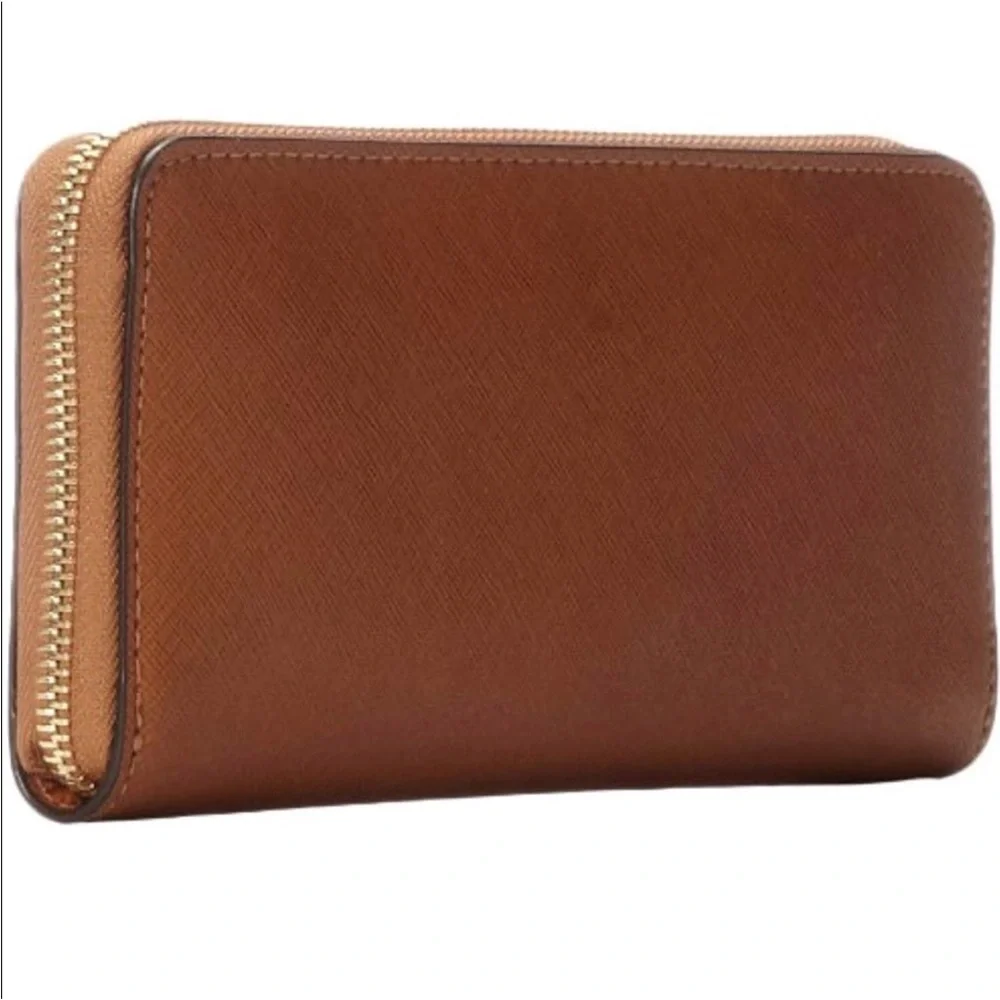 Michael Kors Luggage Brown Jet Set Zip-Around Leather Wallet - Picture 4 of 17